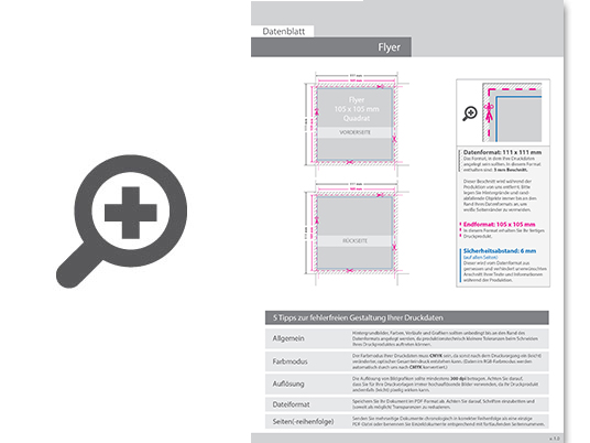 Product Bild flyer_quadrat_10_5_cm_x_10_5_cm__beidseitig_bedruckt_inkl__schutzlack_mit_antimikrobieller_wirkung