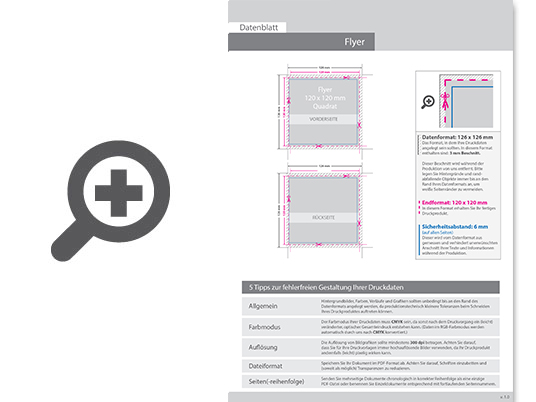 Product Bild flyer_quadrat_12_0_cm_x_12_0_cm__beidseitig_bedruckt_inkl__schutzlack_mit_antimikrobieller_wirkung